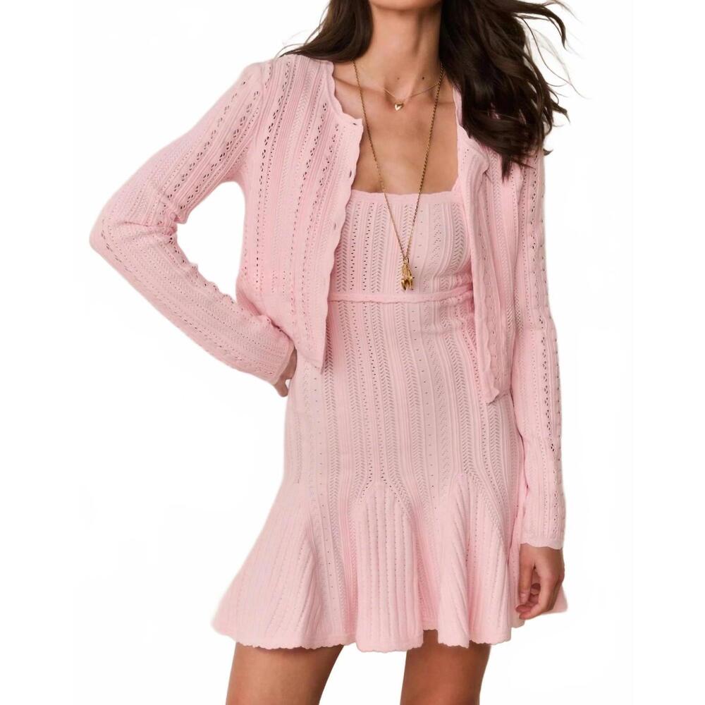 NEW LOVESHACKFANCY peridot long sleeve cardigan in pink